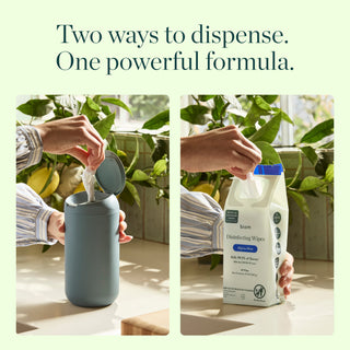 Two ways to dispense a product with text 'Two ways to dispense. One powerful formula.'
